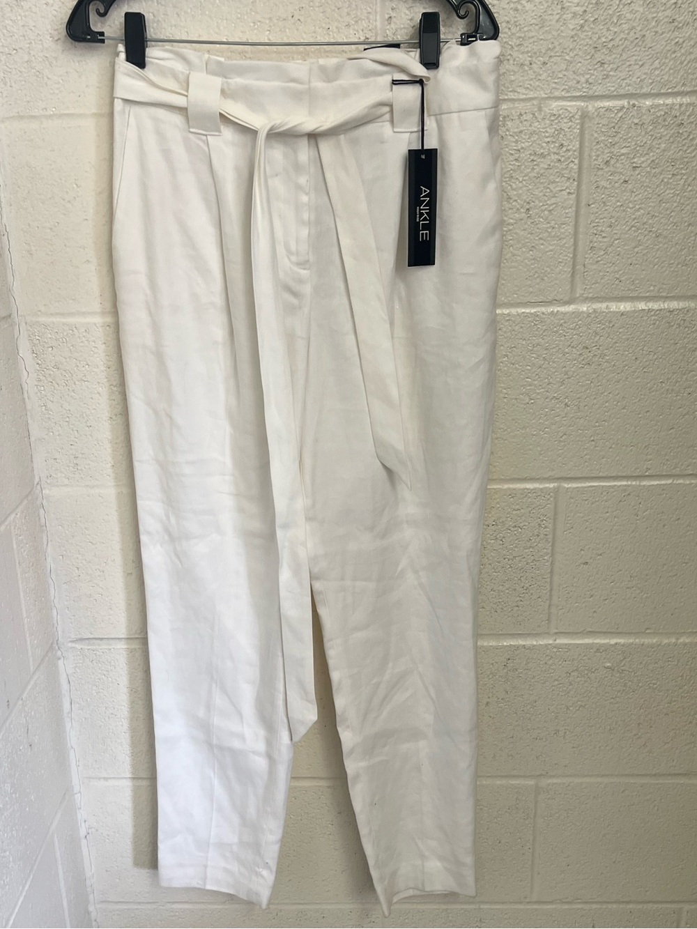 Express White Paperbag Waist Chinos with Self Tie